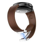 For Samsung Galaxy Watch 6 Magnetic Silver Buckle Leather Silicone Watch Band(Dark Brown)