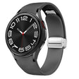 For Samsung Galaxy Watch 6 Magnetic Silver Buckle Leather Silicone Watch Band(Space Grey) - Watch Bands by PMC TechLife | Online Shopping South Africa | PMC TechLife