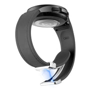 For Samsung Galaxy Watch 6 Magnetic Silver Buckle Leather Silicone Watch Band(Space Grey)