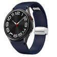 For Samsung Galaxy Watch 6 Magnetic Silver Buckle Leather Silicone Watch Band(Midnight Blue) - Watch Bands by PMC TechLife | Online Shopping South Africa | PMC TechLife