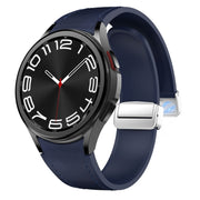 For Samsung Galaxy Watch 6 Magnetic Silver Buckle Leather Silicone Watch Band(Midnight Blue)