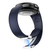For Samsung Galaxy Watch 6 Magnetic Silver Buckle Leather Silicone Watch Band(Midnight Blue)
