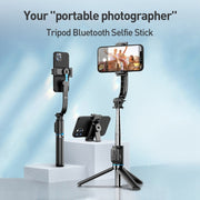 ZGA S01 Bluetooth Remote Control Detachable Tripod Selfie Stick(Black)