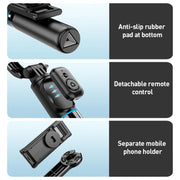 ZGA S01 Bluetooth Remote Control Detachable Tripod Selfie Stick(Black)