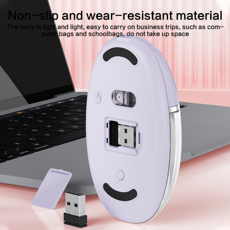 ZGA Colorful Transparent Dual Mode Wireless 2.4G + Bluetooth 5.0 Mouse(Purple)