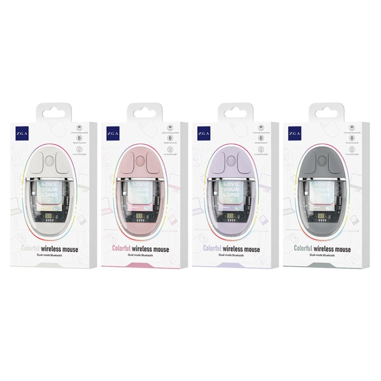 ZGA Colorful Transparent Dual Mode Wireless 2.4G + Bluetooth 5.0 Mouse(Creamy White)