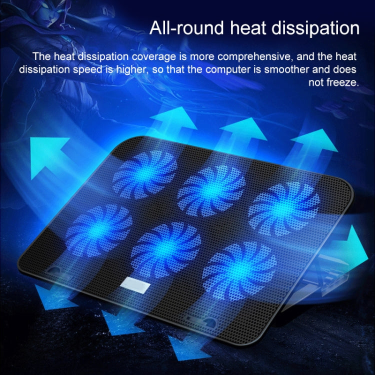 ICE COOREL Notebook Computer Base Speed Control Silent Six-fan Cooling Holder Cooling Rack, Style: Premium Edition(Lvory)