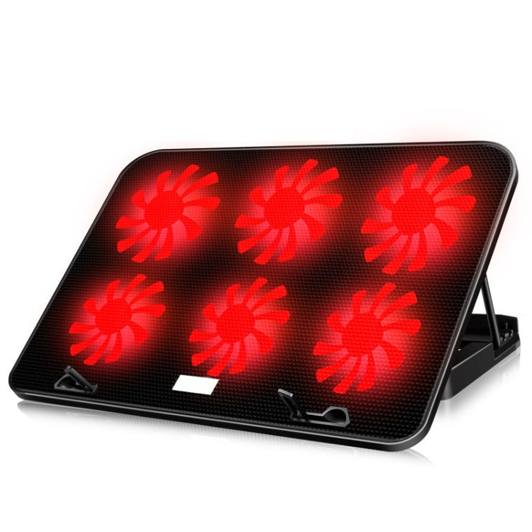ICE COOREL Notebook Computer Base Speed Control Silent Six-fan Cooling Holder Cooling Rack, Style: Premium Edition(Dazzling Red)