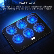ICE COOREL Notebook Computer Base Speed Control Silent Six-fan Cooling Holder Cooling Rack, Style: Premium Edition(Dazzling Red)