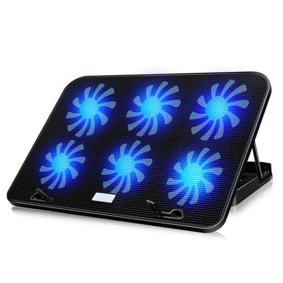 ICE COOREL Notebook Computer Base Speed Control Silent Six-fan Cooling Holder Cooling Rack, Style: Premium Edition(Black)