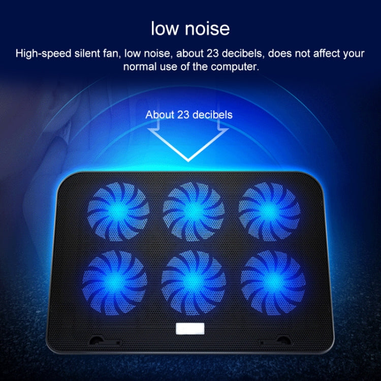 ICE COOREL Notebook Computer Base Speed Control Silent Six-fan Cooling Holder Cooling Rack, Style: Premium Edition(Black)