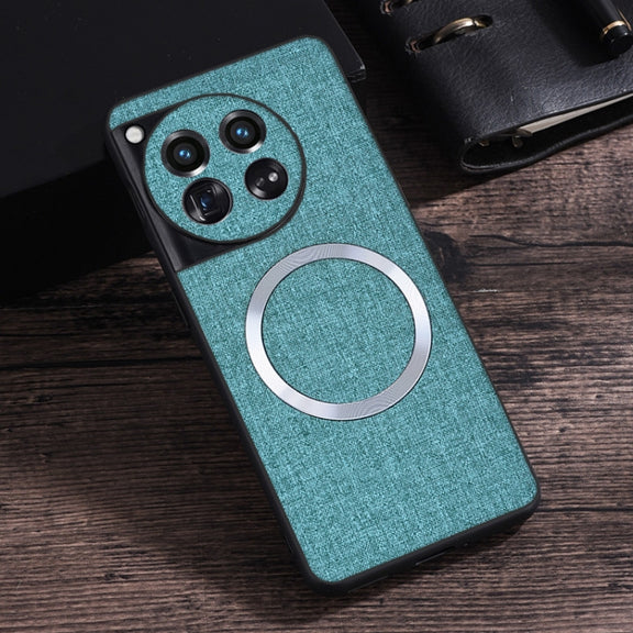 For OnePlus 12 CD Magsafe Magnetic Cloth Texture Phone Case(Light Green)