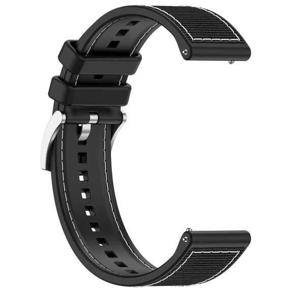 22mm Hybrid Nylon Braid Silicone Watch Band(Black)