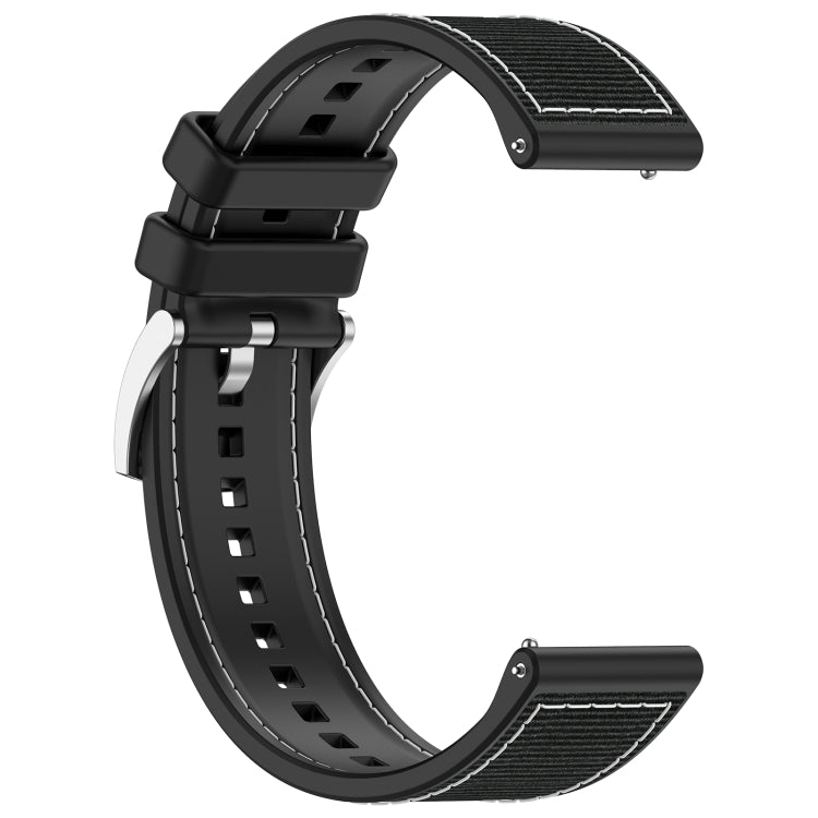 22mm Hybrid Nylon Braid Silicone Watch Band(Black)