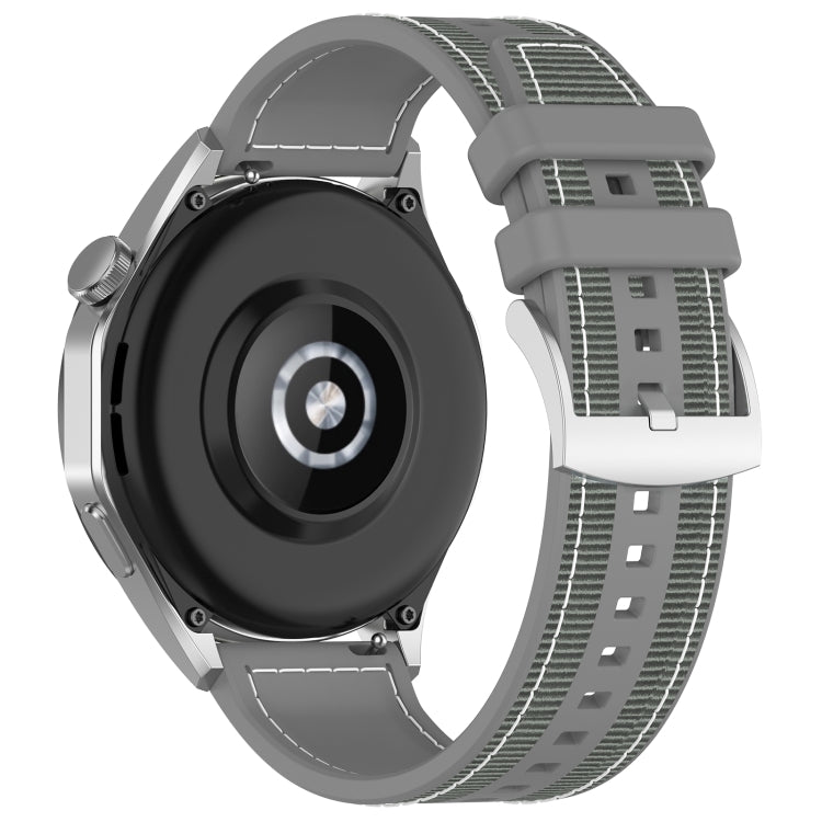 22mm Hybrid Nylon Braid Silicone Watch Band(Grey)
