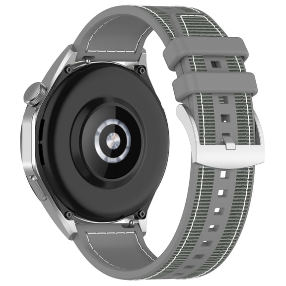 22mm Hybrid Nylon Braid Silicone Watch Band(Grey)