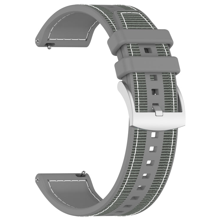 22mm Hybrid Nylon Braid Silicone Watch Band(Grey)