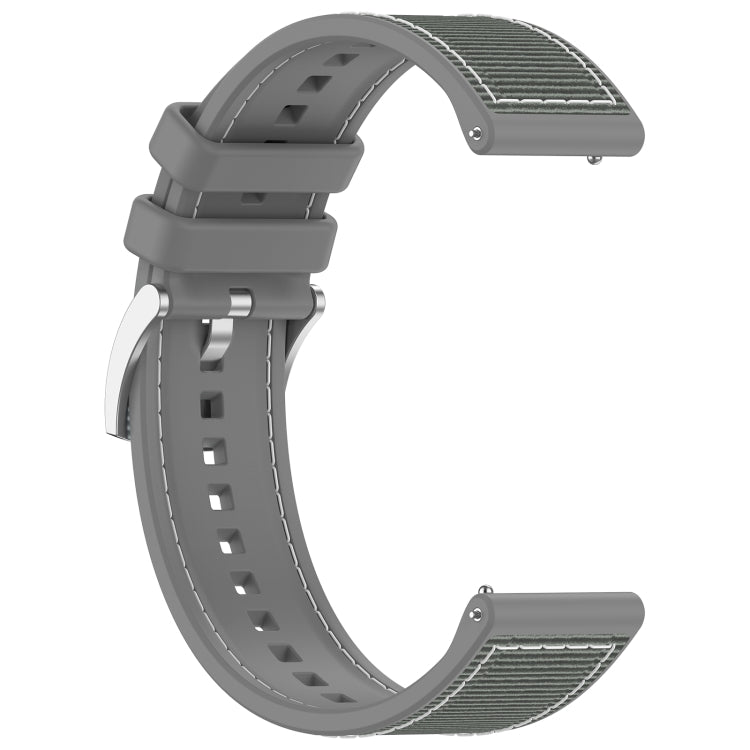 22mm Hybrid Nylon Braid Silicone Watch Band(Grey)