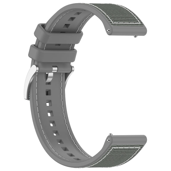 22mm Hybrid Nylon Braid Silicone Watch Band(Grey)