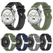 22mm Hybrid Nylon Braid Silicone Watch Band(Black)
