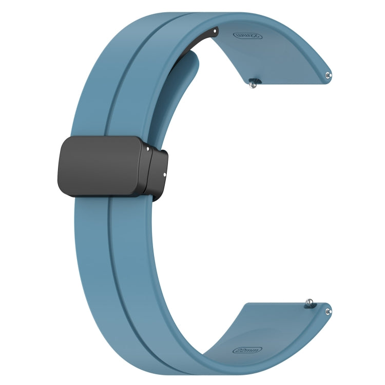 18mm Groove Folding Black Buckle Silicone Watch Band(Blue)