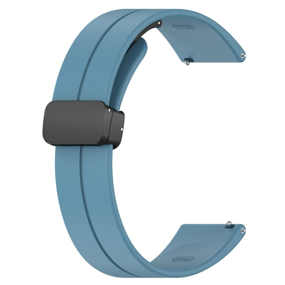 18mm Groove Folding Black Buckle Silicone Watch Band(Blue)