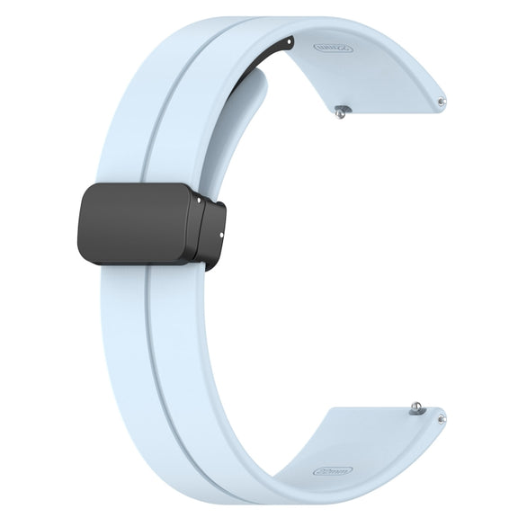 18mm Groove Folding Black Buckle Silicone Watch Band(Light Blue)