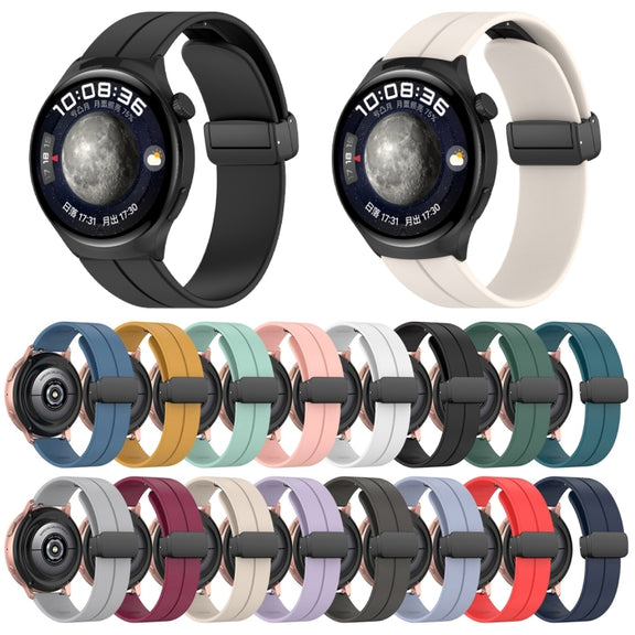 18mm Groove Folding Black Buckle Silicone Watch Band(Teal)