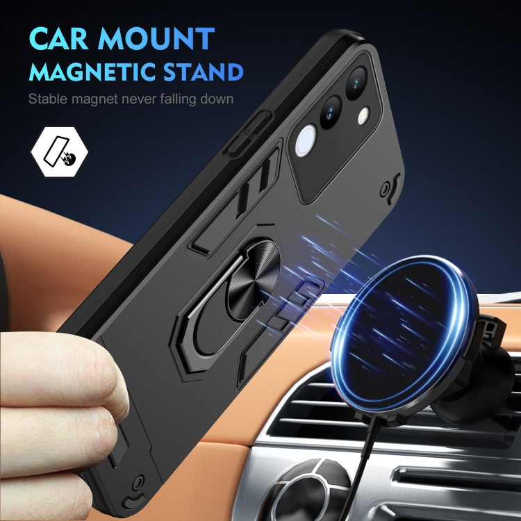 For vivo V29e 5G Shockproof Metal Ring Holder Phone Case(Black)