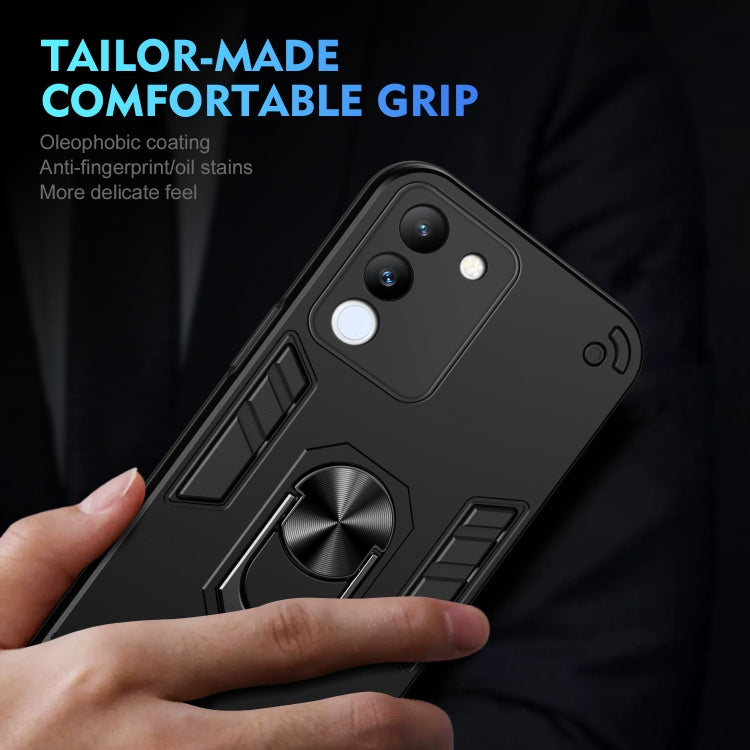 For vivo V29e 5G Shockproof Metal Ring Holder Phone Case(Black)