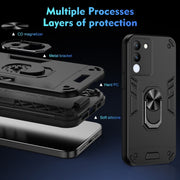 For vivo V29e 5G Shockproof Metal Ring Holder Phone Case(Black)