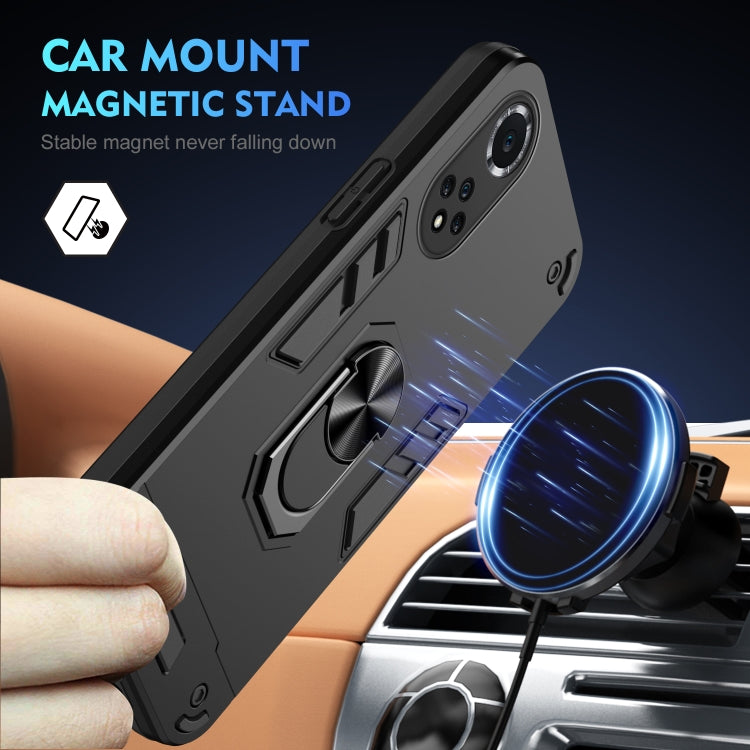 For Huawei nova 9 Shockproof Metal Ring Holder Phone Case(Black)