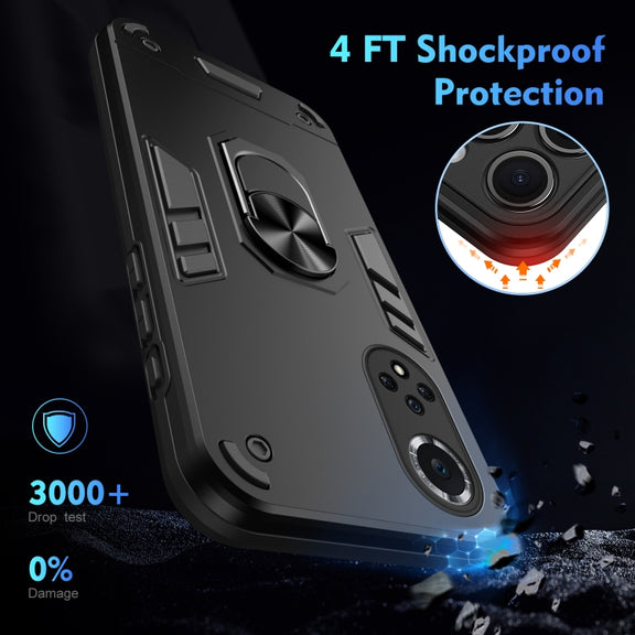 For Huawei nova 9 Shockproof Metal Ring Holder Phone Case(Black)