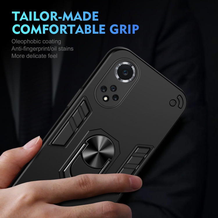 For Huawei nova 9 Shockproof Metal Ring Holder Phone Case(Black)