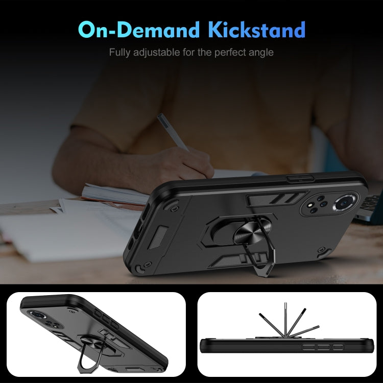 For Huawei nova 9 Shockproof Metal Ring Holder Phone Case(Black)