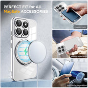 For Xiaomi 14 Electroplating MagSafe 360 Degree Rotation Holder Shockproof Phone Case(Blue)