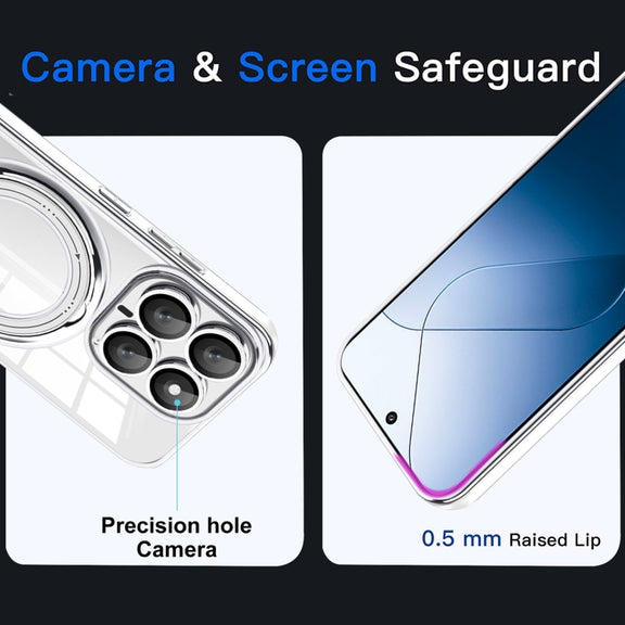 For Xiaomi 14 Electroplating MagSafe 360 Degree Rotation Holder Shockproof Phone Case(Blue)