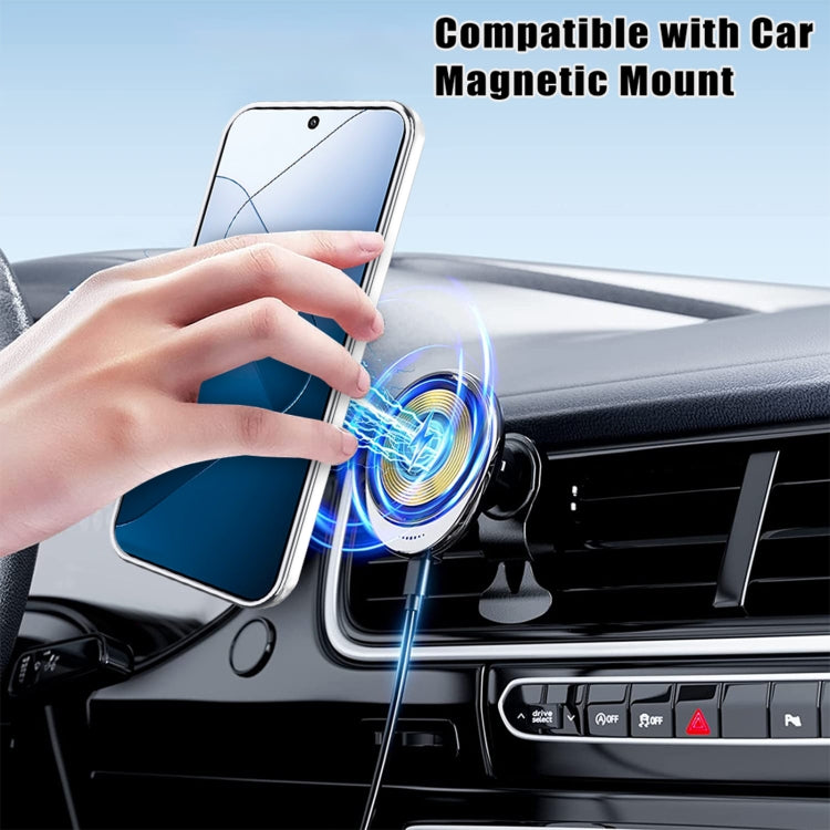 For Xiaomi 14 Electroplating MagSafe 360 Degree Rotation Holder Shockproof Phone Case(Blue)
