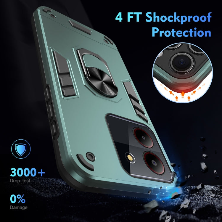 For ZTE Blade A54 Shockproof Metal Ring Holder Phone Case(Green)