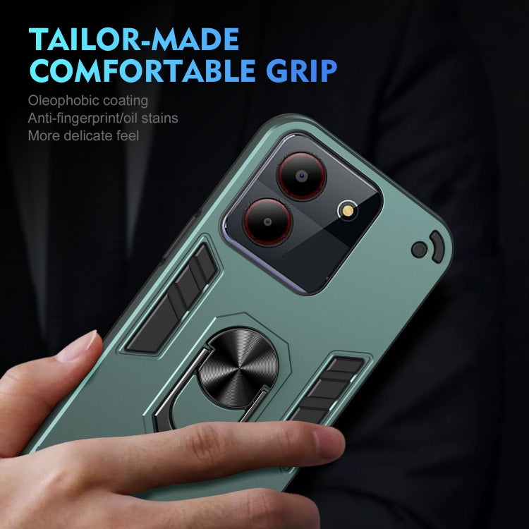 For ZTE Blade A54 Shockproof Metal Ring Holder Phone Case(Green)