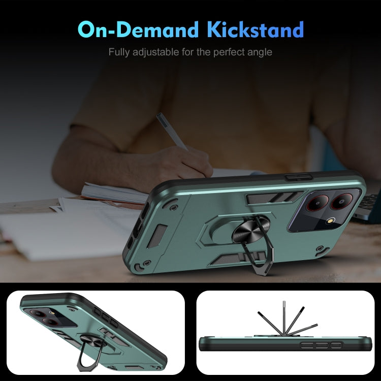 For ZTE Blade A54 Shockproof Metal Ring Holder Phone Case(Green)