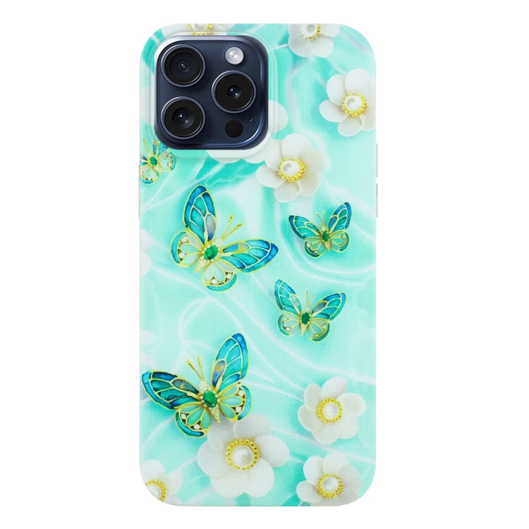 For iPhone 16 Pro Max Colorful Painting Pattern TPU Phone Case(Butterflies)
