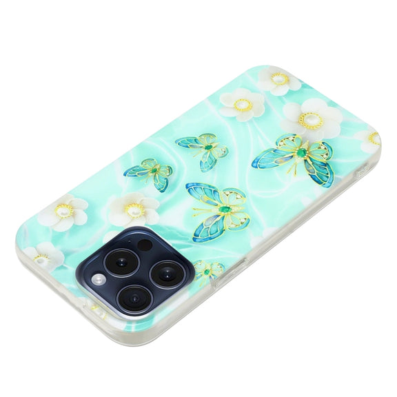 For iPhone 16 Pro Max Colorful Painting Pattern TPU Phone Case(Butterflies)