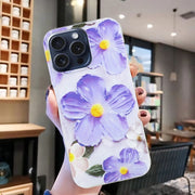 For iPhone 16 Pro Colorful Painting Pattern TPU Phone Case(Purple Flowers)