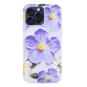 For iPhone 16 Pro Colorful Painting Pattern TPU Phone Case(Purple Flowers)