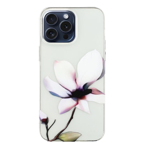 For iPhone 16 Pro Colorful Painting Pattern TPU Phone Case(White Flowers)