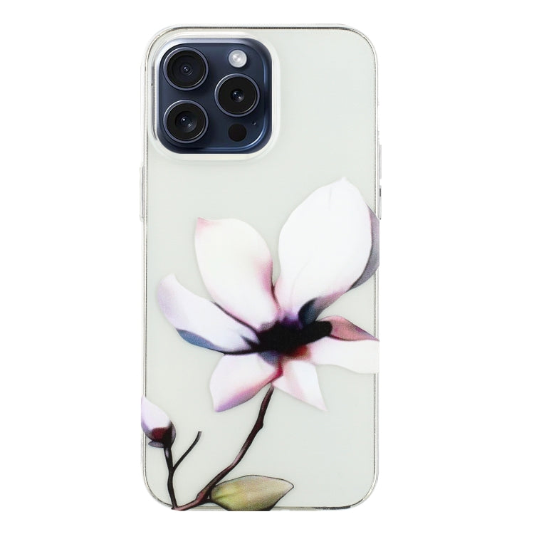 For iPhone 16 Pro Colorful Painting Pattern TPU Phone Case(White Flowers)
