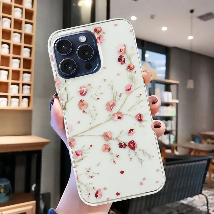 For iPhone 16 Pro Colorful Painting Pattern TPU Phone Case(Red Flowers)