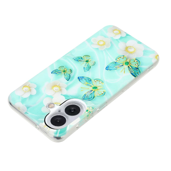 For iPhone 16 Plus Colorful Painting Pattern TPU Phone Case(Butterflies)