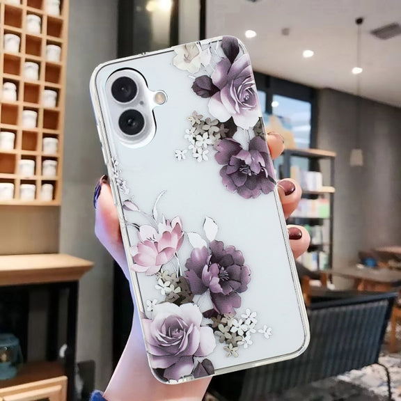 For iPhone 16 Plus Colorful Painting Pattern TPU Phone Case(Peony)